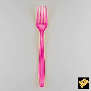 Plastic vorken fuchsia transparant