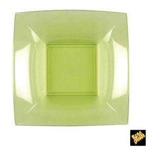 Plastic soepborden lime groen vierkant